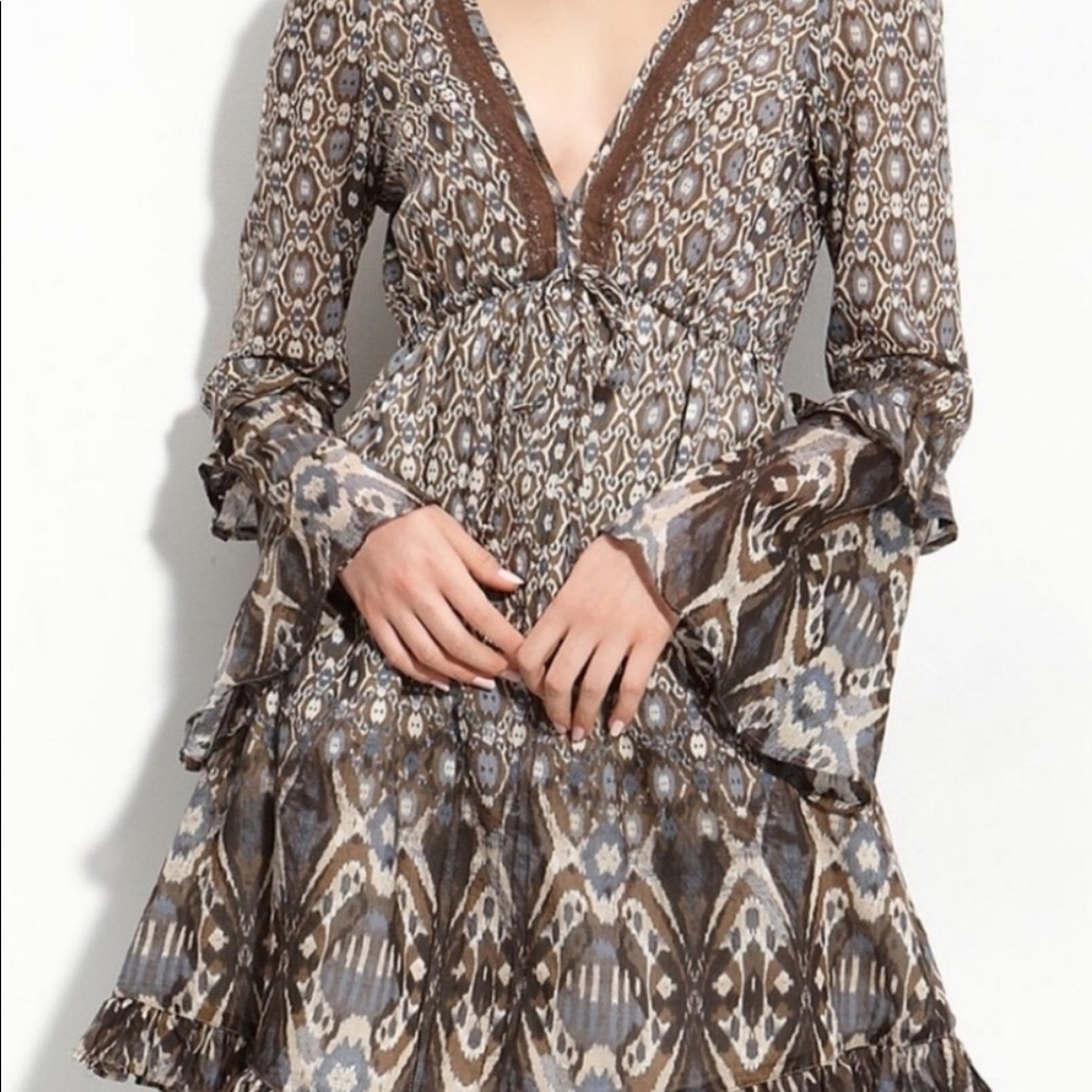 Sanctuary Greenwich Tunic Dress Cognac Gypsy Print
